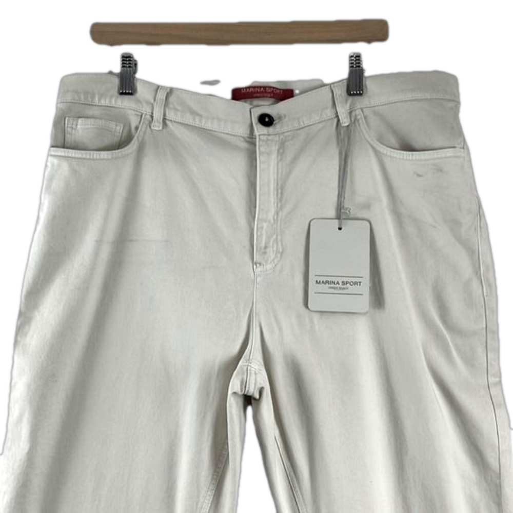 Marina Rinaldi Slim NWT Off-White Brushed Cotton Pants